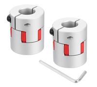 sourcing map 2pcs D30 L35 8mm to 14mm Flexible Plum Shaft Coupling Aluminum Motor Connector Flexible Spider Coupler for 3D Printer CNC Machine and Servo Stepper Motor (Silver Tone/Red)