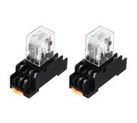 sourcing map 2Pcs DC 12V Electromagnetic Power Relay Switch, 11-Pin 5A Power Coil Relay with LED Indicator and Socket Base DPDT 3NO 3NC - MY3NJ for Industrial, Home Appliances and DIN Rail System