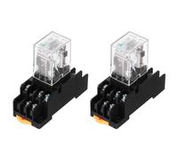 sourcing map 2Pcs DC 24V Electromagnetic Power Relay, 11-Pin 5A Power Coil Relay with LED Indicator and Socket Base DPDT 3NO 3NC - MY3NJ for Industrial, Home Appliances and DIN Rail System