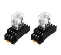 sourcing map 2Pcs DC 24V Electromagnetic Power Relay, 14-Pin 3A Power Coil Relay with LED Indicator and Socket Base DPDT 4NO 4NC - MY4NJ for Industrial, Home Appliances and DIN Rail System