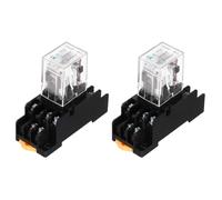 sourcing map 2Pcs DC 6V Electromagnetic Power Relay, 11-Pin 5A Power Coil Relay with LED Indicator and Socket Base DPDT 3NO 3NC - MY3NJ for Industrial, Home Appliances and DIN Rail System