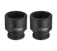 sourcing map 2pcs Deep Impact Socket 3/8" Square Drive by 20mm Metric 6 Point Socket 30mm (1.18") Long CR-MO Steel Industrial Grade Flip Socket for Home Auto Hex Nuts Bolts Repair, Black