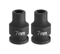 sourcing map 2pcs Deep Impact Socket 3/8" Square Drive by 7mm Metric 6 Point Socket 30mm (1.18") Long CR-MO Steel Industrial Grade Flip Socket for Home Auto Hex Nuts Bolts Repair, Black
