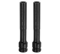 sourcing map 2pcs Deep Thin Wall Impact Socket 11mm Metric 6 Point Socket 1/2" Square Drive 5" Extra Long Phosphated CR-V Steel Industrial Grade Spindle Axle Nut Socket, Black