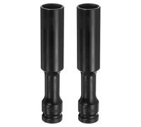 sourcing map 2pcs Deep Thin Wall Impact Socket 18mm Metric 6 Point Socket 1/2" Square Drive 5" Extra Long Phosphated CR-V Steel Industrial Grade Spindle Axle Nut Socket, Black