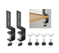 sourcing map 2Pcs Desk Clamps, Metal Fixing Mount Pegboard Fixing Bracket Pegboard Organizer Metal Desktop Brackets for Office Game Workstation Garage Kitchen Display Accessories, Black
