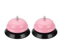 sourcing map 2Pcs Desk Service Call Bell, 3.35 Inch Metal Dinner Service Bell Ring for Hotel Restaurant Reception Area and Wedding Party Events, Light Pink