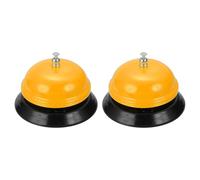 sourcing map 2Pcs Desk Service Call Bell, 3.35 Inch Metal Dinner Service Bell Ring for Hotel Restaurant Reception Area and Wedding Party Events, Yellow