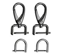 sourcing map 2pcs Detachable Snap Hook Swivel Clasp 3/32" (2mm) Zinc Alloy Lobster Claw Clasp with 2pcs D-Rings Screw in Shackle for Keychain Lanyard Purse DIY Purse Strap, Gun Black