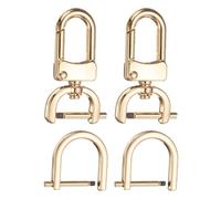 sourcing map 2pcs Detachable Snap Hook Swivel Clasp 3/4" (20mm) Zinc Alloy Lobster Claw Clasp with 2pcs D-Rings Screw in Shackle for Keychain Lanyard Purse Strap, Light Gold