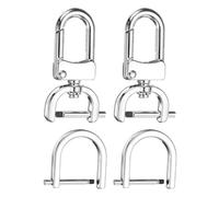 sourcing map 2pcs Detachable Snap Hook Swivel Clasp 3/4" (20mm) Zinc Alloy Lobster Claw Clasp with 2pcs D-Rings Screw in Shackle for Keychain Lanyard Purse Strap, Silver