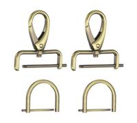 sourcing map 2pcs Detachable Snap Hook Swivel Clasp 5/32" (3.8mm) Zinc Alloy Lobster Claw Clasp with 2pcs D-Rings Screw in Shackle for Keychain Lanyard Purse DIY Purse Strap, Black Gold
