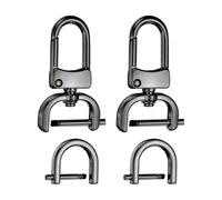 sourcing map 2pcs Detachable Snap Hook Swivel Clasp 5/8" (16mm) Zinc Alloy Lobster Claw Clasp with 2pcs D-Rings Screw in Shackle for Keychain Lanyard Purse Strap, Gun Black