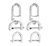 sourcing map 2pcs Detachable Snap Hook Swivel Clasp 5/8" (16mm) Zinc Alloy Lobster Claw Clasp with 2pcs D-Rings Screw in Shackle for Keychain Lanyard Purse Strap, Silver