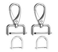 sourcing map 2pcs Detachable Snap Hook Swivel Clasp 7/64" (2.5mm) Zinc Alloy Lobster Claw Clasp with 2pcs D-Rings Screw in Shackle for Keychain Lanyard Purse DIY Purse Strap, Silver