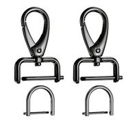 sourcing map 2pcs Detachable Snap Hook Swivel Clasp 7/64" (2.5mm) Zinc Alloy Lobster Claw Clasp with 2pcs D-Rings Screw in Shackle for Keychain Lanyard Purse DIY Purse Strap, Gun Black