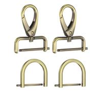 sourcing map 2pcs Detachable Snap Hook Swivel Clasp 9/64" (3.2mm) Zinc Alloy Lobster Claw Clasp with 2pcs D-Rings Screw in Shackle for Keychain Lanyard Purse DIY Purse Strap, Black Gold