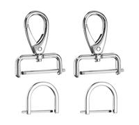 sourcing map 2pcs Detachable Snap Hook Swivel Clasp 9/64" (3.2mm) Zinc Alloy Lobster Claw Clasp with 2pcs D-Rings Screw in Shackle for Keychain Lanyard Purse DIY Purse Strap, Silver