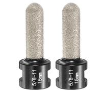 sourcing map 2pcs Diamond Finger Bit 15mm Dia Dry Core with 5/8"-11 Thread Diamond Chamfer Bit for Enlarging Shaping Milling Existing Holes on Porcelain Tile Ceramic Marble Countertop, Black