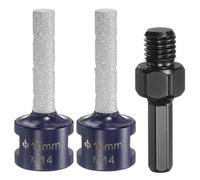 sourcing map 2pcs Diamond Finger Milling Bits 10mm (3/8") Dia 5/8"-11 Thread Diamond Milling Bit for Enlarging Shaping Existing Holes in Porcelain with 3/8" Hex Shank Adapter, Blue/Black