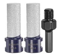 sourcing map 2pcs Diamond Finger Milling Bits 20mm (3/4") Dia M14 Thread Diamond Milling Bit for Enlarging Shaping Existing Holes in Porcelain with 3/8" Hex Shank Adapter, Blue/Black