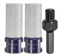 sourcing map 2pcs Diamond Finger Milling Bits 25mm (1") Dia M14 Thread Diamond Milling Bit for Enlarging Shaping Existing Holes in Porcelain Ceramic with 3/8" Hex Shank Adapter, Blue/Black