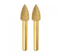 sourcing map 2Pcs Diamond Mounted Point 10.5mm Brazed Grinder Conical Head 6mm Shank Grinding Rotary Bit Marble Stone Carving Tool