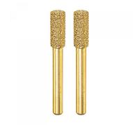 sourcing map 2Pcs Diamond Mounted Point 8mm Brazed Grinder Cylindrical Head 6mm Shank Grinding Rotary Bit Marble Stone Carving Tool