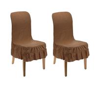 sourcing map 2Pcs Dining Room Chair Covers, Parson Chair Slipcover with Skirt, Stretch Chair Seat Protector for Dining Room Restaurant Banquet, Brown