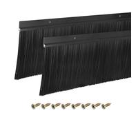 sourcing map 2Pcs Door Brush Bottom Sweep H-Shape Aluminum Alloy Base with 120mm Nylon Brush for Home, Industrial (1000mm L x 145mm W, Black)