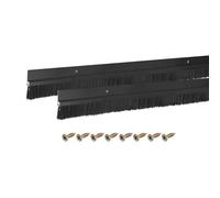 sourcing map 2Pcs Door Brush Bottom Sweep H-Shape Aluminum Alloy Base with 20mm PP Brush for Home, Industrial (900mm L x 45mm W, Black)