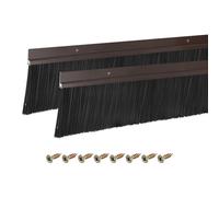 sourcing map 2Pcs Door Brush Bottom Sweep H-Shape Aluminum Alloy Base with 80mm PP Brush for Home, Industrial (1200mm L, Brown)
