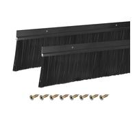 sourcing map 2Pcs Door Brush Bottom Sweep H-Shape Aluminum Alloy Base with 80mm PP Brush for Home, Industrial (900mm L x 105mm W, Black)