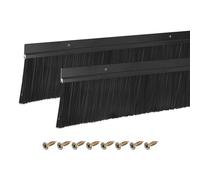 sourcing map 2Pcs Door Brush Bottom Sweep H-Shape Aluminum Alloy Base with 80mm PP Brush for Home, Industrial (1200mm L, Black)