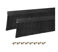 sourcing map 2Pcs Door Brush Bottom Sweep H-Shape Aluminum Alloy Base with 90mm PP Brush for Home, Industrial (1200mm L, Black)