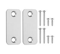 sourcing map 2Pcs Door Edge Hole Filler Plate, 2.22" x 1" Stainless Steel Deadbolt Strike Plate Round Corner Door Hole Blank Cover Plates with Screws for Fixing Wooden Doors, Silver