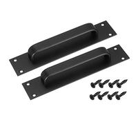 sourcing map 2Pcs Door Handle Pulls, 200mm/7.87" Sliding Barn Door Handles Aluminium Alloy for Kitchen Cupboard Wardrobe Drawer Home Decor, Black
