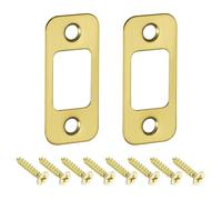 sourcing map 2Pcs Door Strike Plate, 57mm x 25.5mm Stainless Steel Latch Deadbolt Replacement Lock Strike Plates for Door Frame Door Jamb Reinforcement, Gold