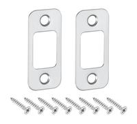 sourcing map 2Pcs Door Strike Plate, 57mm x 25.5mm Stainless Steel Latch Deadbolt Replacement Lock Strike Plate for Door Frame Door Jamb Reinforcement, Silver
