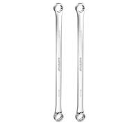 sourcing map 2pcs Double End Box Wrench 22 x 24 mm Metric 12 Point 0 Degree Offset Extra Long Double End Box Ratcheting Wrench CR-V Polished Long Spanner Tools for Repairs