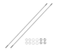 sourcing map 2pcs Double Ended Stud Screws, M6x350mm 304 Stainless Steel Dual Threaded Rod Bolts with Nuts and Flat & Lock Washers Double End Threaded Stud Screw Bolt for House Maintenance
