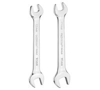 sourcing map 2pcs Double Open End Wrench 12mm x 14mm/13mm x 16mm Metric 15 Degree Offset Angle Small Flat Head Wrench Mirror Polished Open Ended Spanner for Automotive Repair Furniture Assembly