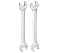 sourcing map 2pcs Double Open End Wrench 13mm x 15mm Metric 15 Degree Offset Angle Small Flat Head Wrench Nickel Plating Open Ended Spanner for Automotive Repair Furniture Assembly, Silver