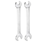 sourcing map 2pcs Double Open End Wrench 14mm x 17mm Metric 15 Degree Offset Angle Small Flat Head Wrench Nickel Plating Open Ended Spanner for Automotive Repair Furniture Assembly, Silver
