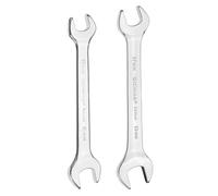 sourcing map 2pcs Double Open End Wrench 16mm x 18mm/17mm x 19mm Metric 15 Degree Offset Angle Small Flat Head Wrench Mirror Polished Open Ended Spanner for Automotive Repair Furniture Assembly
