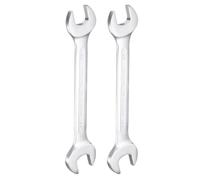 sourcing map 2pcs Double Open End Wrench 22mm x 24mm Metric 15 Degree Offset Angle Small Flat Head Wrench Nickel Plating Open Ended Spanner for Automotive Repair Furniture Assembly, Silver
