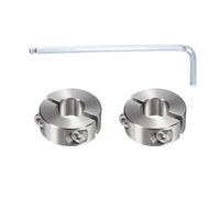 sourcing map 2Pcs Double Split Shaft Collars, 15mm Bore 304 Stainless Steel One-Piece Clamping Collar 34mm OD 13mm Thick Locking Clamp with Set Screw for Industry Machine Tools, Silver