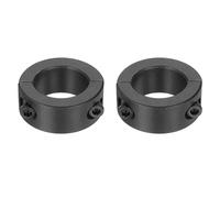 sourcing map 2pcs Double Split Shaft Collars 15mm Bore, Two-Piece Clamping Collar 24mm OD 10mm Thickness Carbon Steel Lock Collar Clamp with Set Screws (Black Oxide)