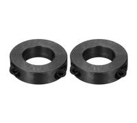 sourcing map 2pcs Double Split Shaft Collars 25mm Bore, Two-Piece Clamping Collar 45mm OD 12mm Thickness Carbon Steel Lock Collar Clamp with Set Screws (Black Oxide)