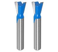 sourcing map 2pcs Dovetail Router Bit 3/8" Diameter 1/4" Shank Tungsten Carbide 14 Degree Dovetail Joint Drill Bits for Drawer Cabinet Joints Fine Woodworking